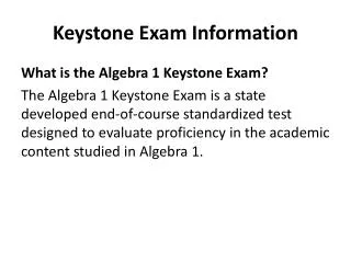 Keystone Exam Information