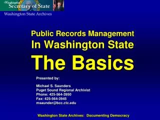 Public Records Management In Washington State The Basics