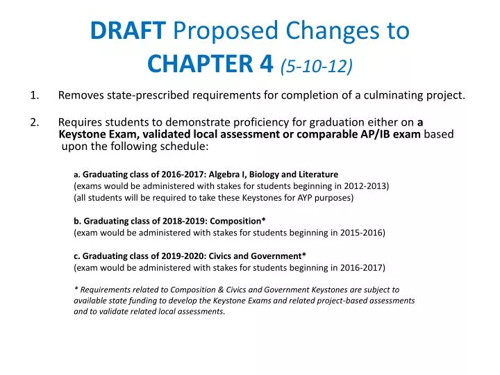 draft proposed changes to chapter 4 5 10 12