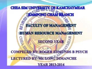 CHEA SIM UNIVERSITY OF KAMCHAYMEAR