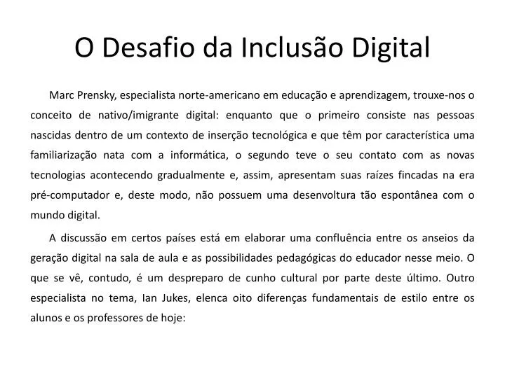 o desafio da inclus o digital