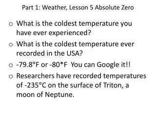 Part 1: Weather, Lesson 5 Absolute Zero