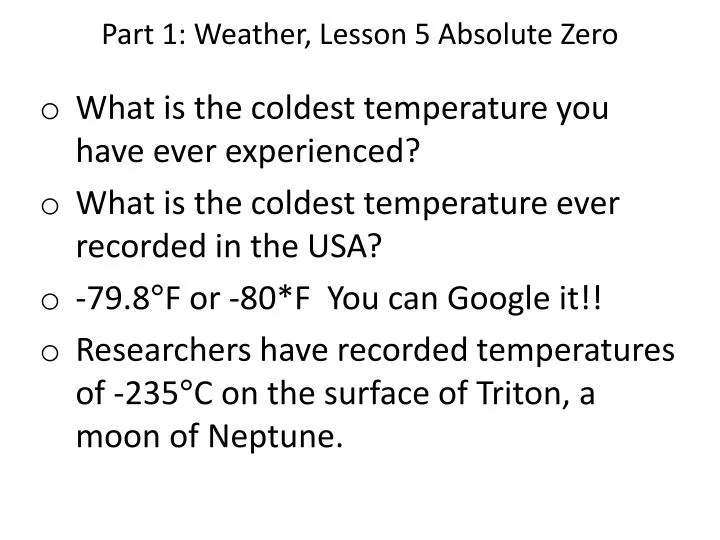 part 1 weather lesson 5 absolute zero
