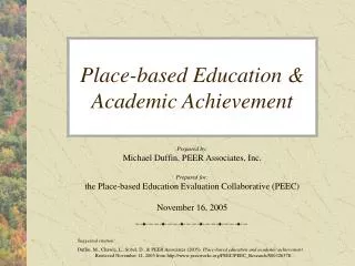 Place-based Education &amp; Academic Achievement