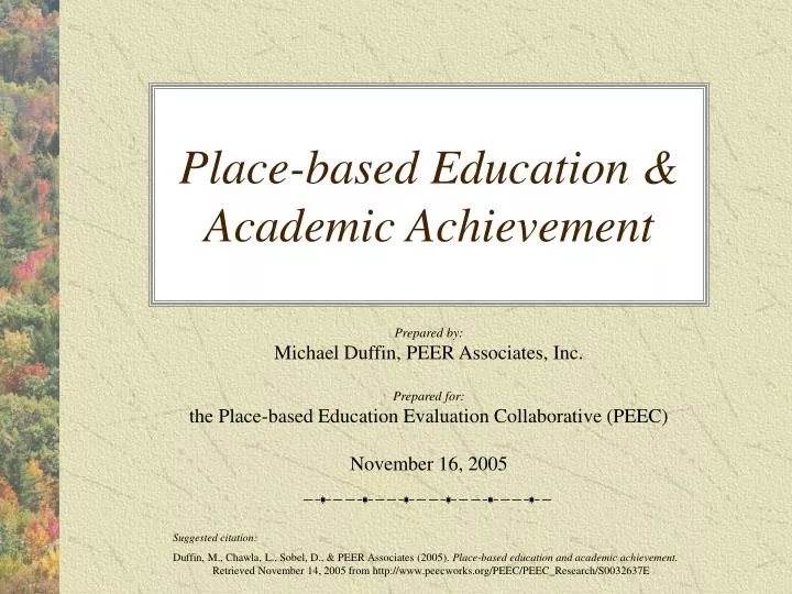place based education academic achievement