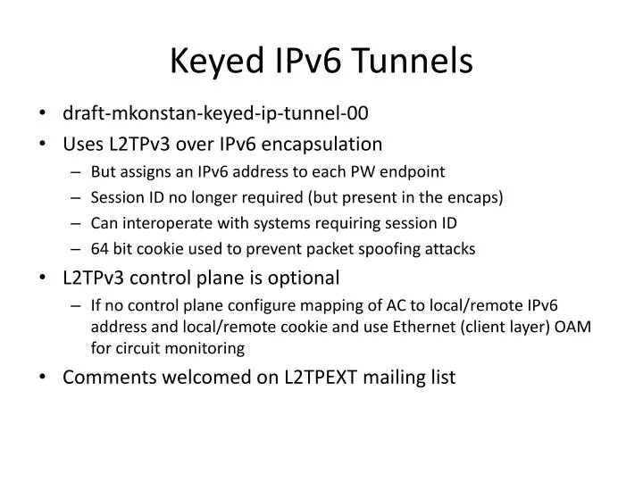 keyed ipv6 tunnels
