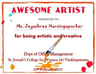 Ms. Jayashree Narsingapurkar