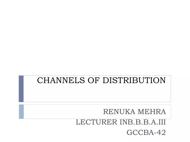 channels of distribution