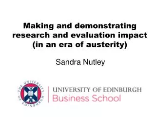 Making and demonstrating research and evaluation impact (in an era of austerity)