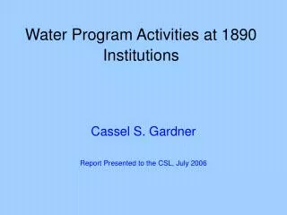 Water Program Activities at 1890 Institutions