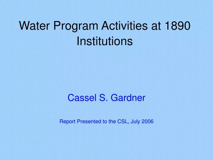 water program activities at 1890 institutions