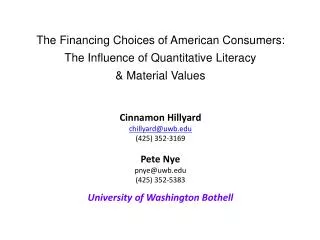 Cinnamon Hillyard chillyard@uwb (425) 352-3169 Pete Nye pnye@uwb (425) 352-5383