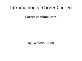 Introduction of Career Chosen