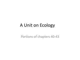 A Unit on Ecology