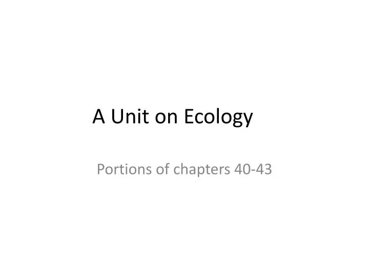 a unit on ecology