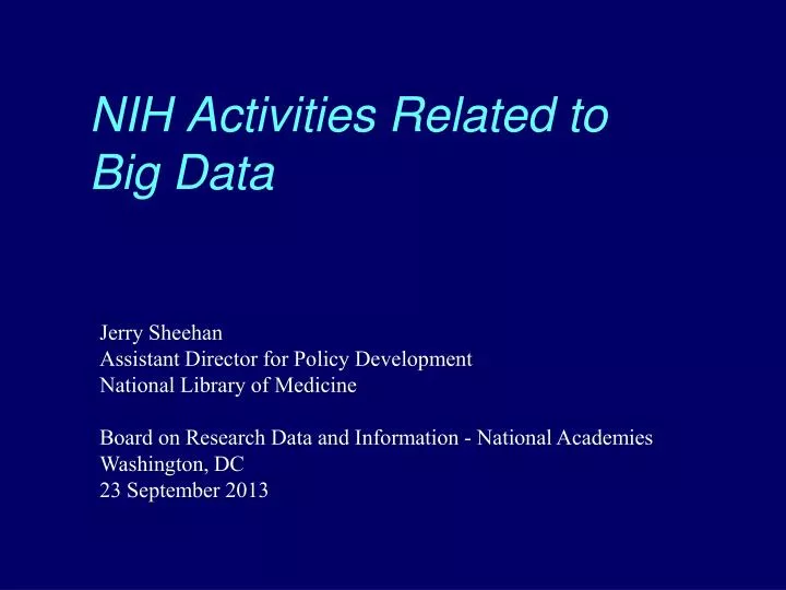nih activities related to big data
