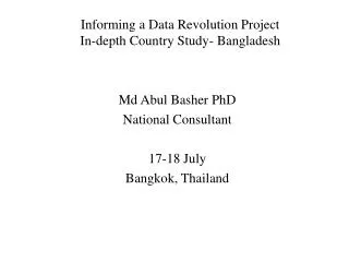 Informing a Data Revolution Project In-depth Country Study- Bangladesh