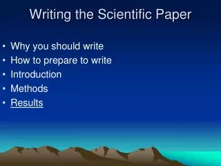 Writing the Scientific Paper