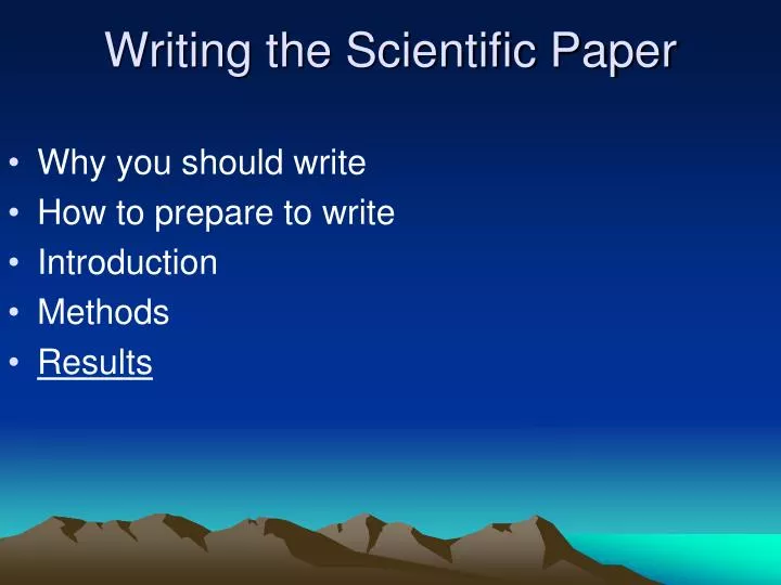 writing the scientific paper