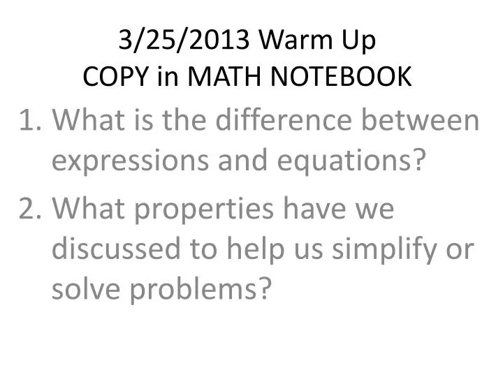 3 25 2013 warm up copy in math notebook