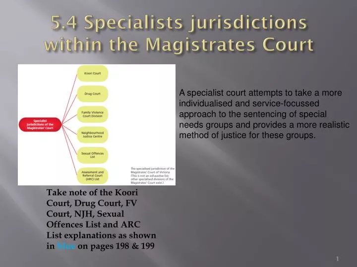 5 4 specialists jurisdictions within the m agistrates court