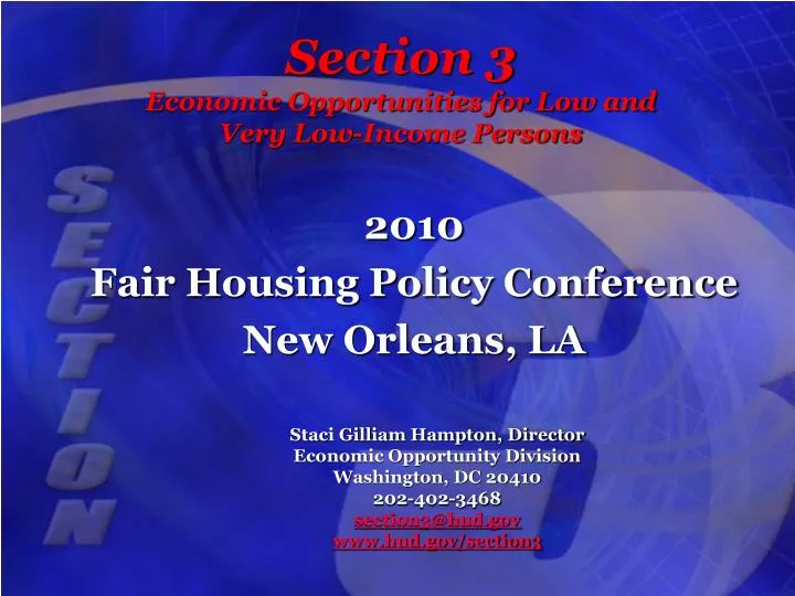 section 3 economic opportunities for low and very low income persons