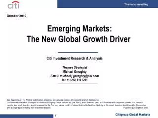 Emerging Markets: The New Global Growth Driver