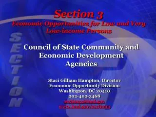 Section 3 Economic Opportunities for Low and Very Low-income Persons