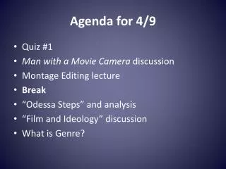 Agenda for 4/9