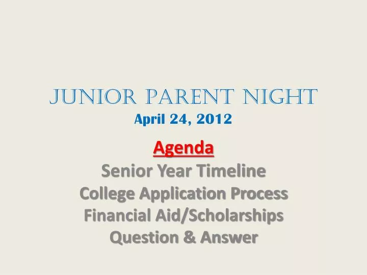 junior parent night april 24 2012