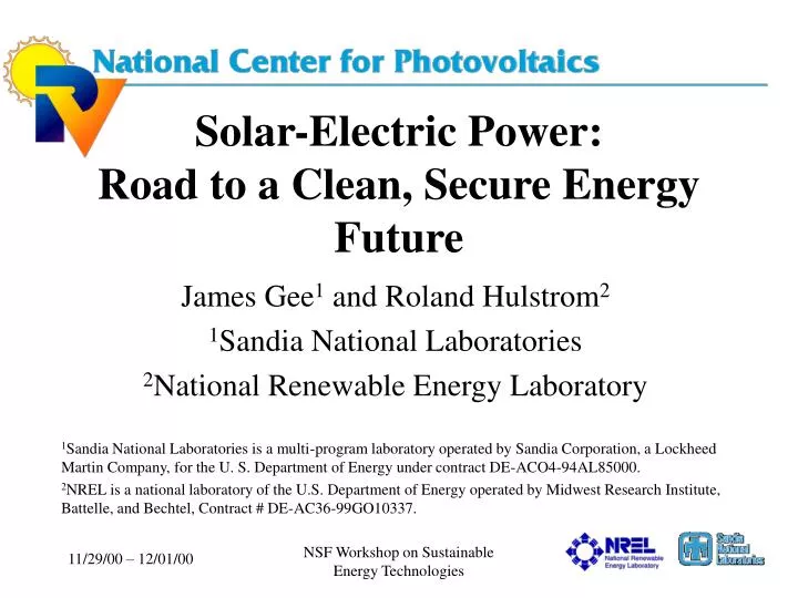 solar electric power road to a clean secure energy future