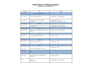 FISWG Winter 2012 Meeting Agenda Wednesday, 12 December 2012