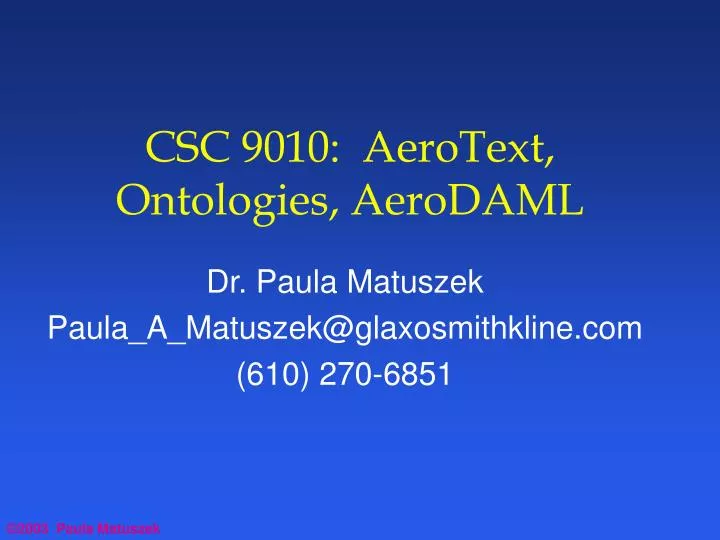 csc 9010 aerotext ontologies aerodaml