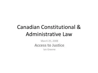 Canadian Constitutional &amp; Administrative Law