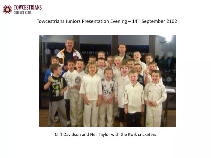 towcestrians juniors presentation evening 14 th september 2102