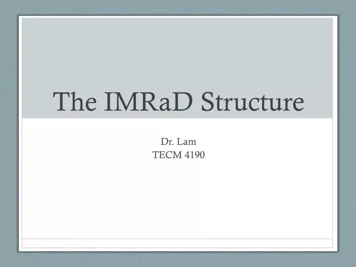 the imrad structure