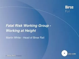 Fatal Risk Working Group - Working at Height