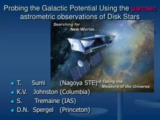 Probing the Galactic Potential Using the ? arcsec astrometric observations of Disk Stars