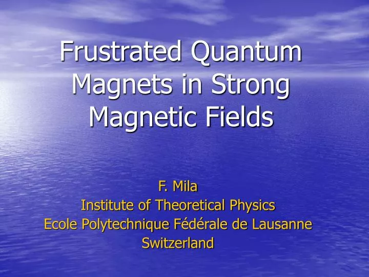 frustrated quantum magnets in strong magnetic fields