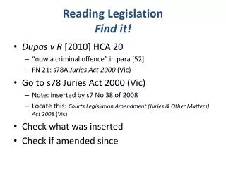 Reading Legislation Find it!