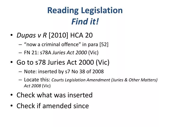reading legislation find it