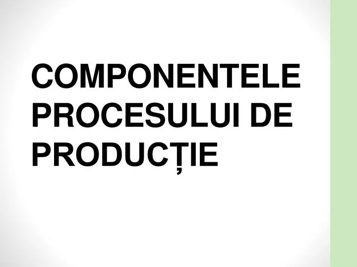 componentele procesului de produc ie