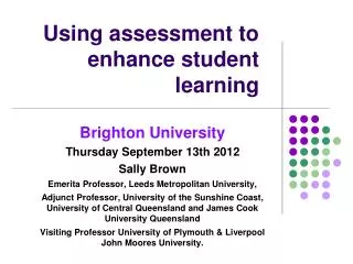 using assessment to enhance student learning