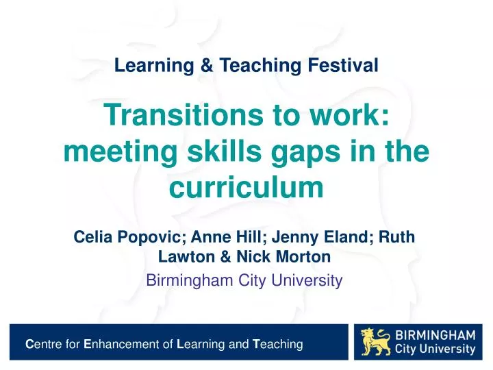 learning teaching festival transitions to work meeting skills gaps in the curriculum