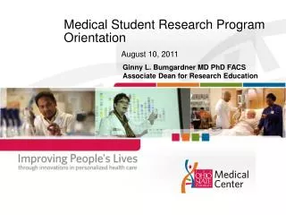 Medical Student Research Program Orientation