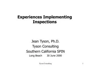 Experiences Implementing Inspections