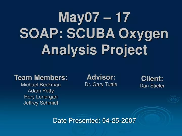 may07 17 soap scuba oxygen analysis project