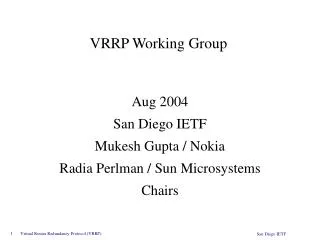 VRRP Working Group