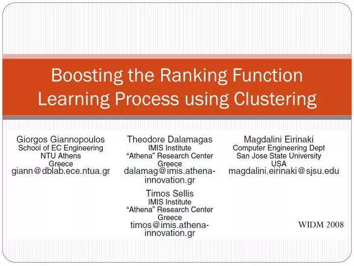 boosting the ranking function learning process using clustering
