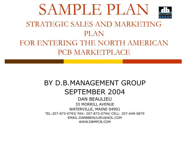 sample plan strategic sales and marketing plan for entering the north american pcb marketplace